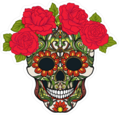 Sugar Skull Decorated with Roses Sticker