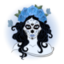 Sugar Skull Face Paint In Wreath Of Blue Roses Sticker