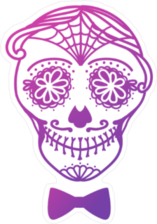 Sugar Skull with Bow Tie Sticker