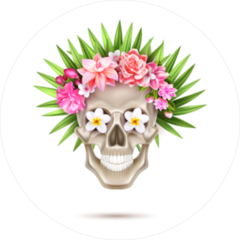 Sugar Skull with Leaf Hair Sticker
