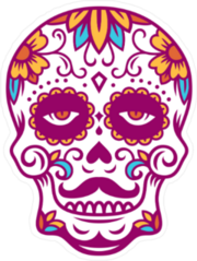 Sugar Skull with Mustache Sticker