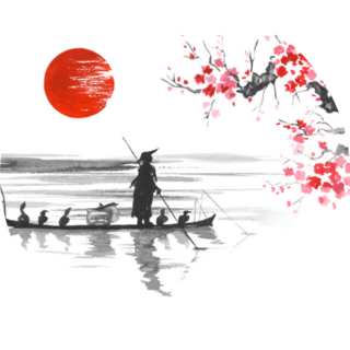 Sumi-e Art Japan Traditional Japanese Painting Sticker