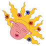 Summer 70s Girl Listens To Music Flowers In Hair Sticker
