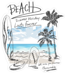 Summer Beach Surf Sandals Sticker