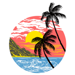 Summer California Sunset With Palm Trees Sticker