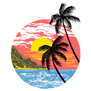 Summer California Sunset With Palm Trees Sticker