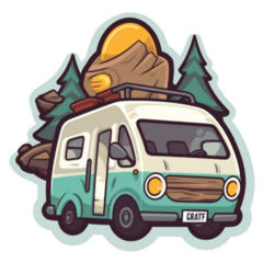 Summer Camping Caravan Sticker