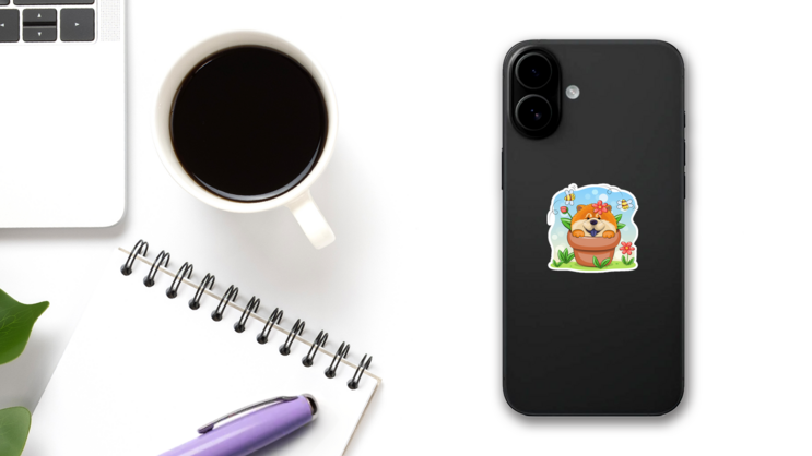 Summer Chow Chow Sticker on a Phone (New) example