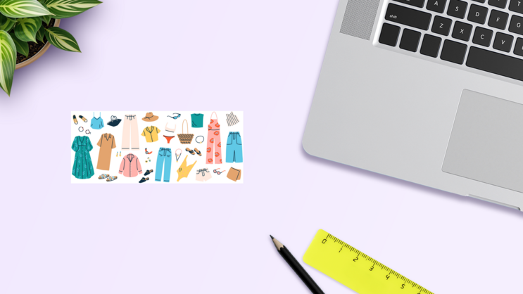 Summer Fashion Sticker Sheet on a Desk (New) example