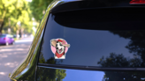 Summer Hat Husky Sticker on a Rear Car Window (New) example