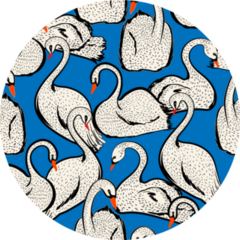 Summer Lake With Hand Drawn Swan Birds Pattern Sticker