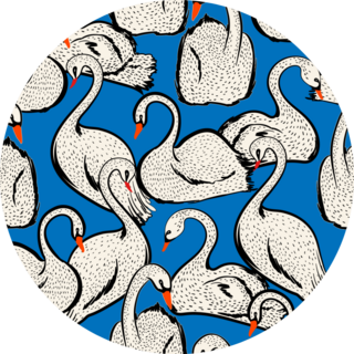 Summer Lake With Hand Drawn Swan Birds Pattern Sticker