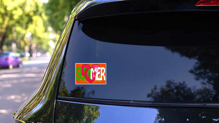 Summer Love With The Flag Of Algeria Sticker on a Rear Car Window (New) example