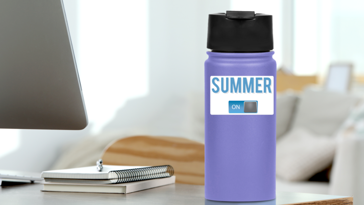 Summer On Switch Meme Sticker on a Water Bottle (New) example