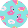 Summer Pool Floaties With Flamingos Sticker