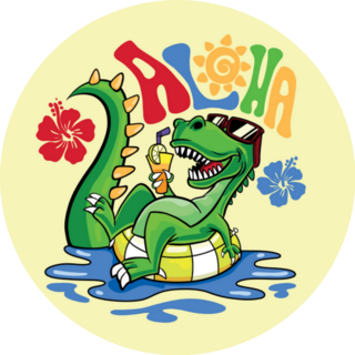 Summer Pool Party Dinosaur Aloha Sticker