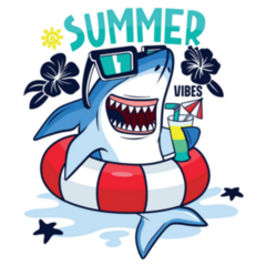 Summer Pool Party Shark Character Sticker