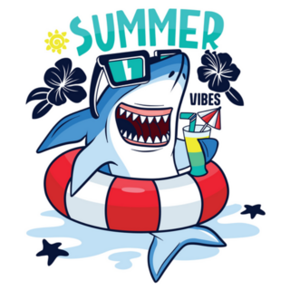 Summer Pool Party Shark Character Sticker