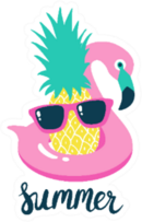 Summer Poster Pool Floating With Flamingo And Pineapple Sticker