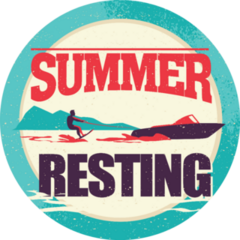 Summer Resting Water Skiing Vintage Sticker