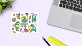 Summer Sloth Sticker Sheet on a Desk (New) example