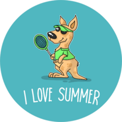 Summer Tennis Poster With Kangaroo Sticker