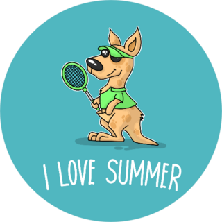 Summer Tennis Poster With Kangaroo Sticker