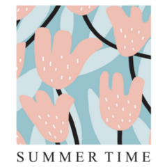 Summer Time Cute Abstract Floral Illustration Sticker