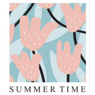 Summer Time Cute Abstract Floral Illustration Sticker