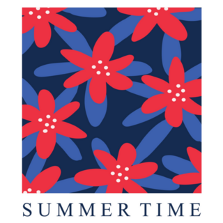 Summer Time Red Hand Drawn Flowers Sticker