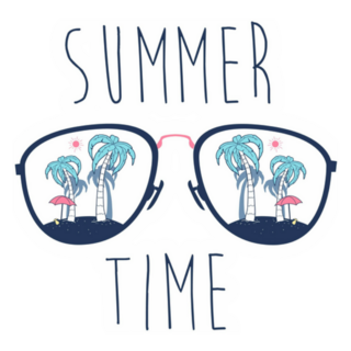 Summer Time Sunglasses Palm Tree Sticker