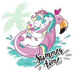 Summer Time Unicorn Sticker