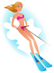 Summer Travel And Vacation Girl Water Skiing Sticker