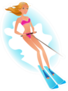 Summer Travel And Vacation Girl Water Skiing Sticker