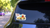 Summer Traveling Yellow Car Sticker on a Rear Car Window (New) example