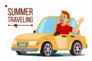 Summer Traveling Yellow Car Sticker