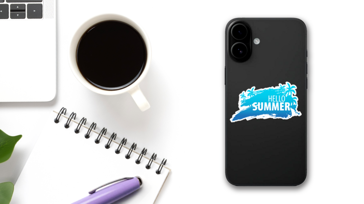 Summer Tropical Background Sticker on a Phone (New) example