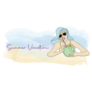 Summer Vacation Sketch Drawing Of Woman Sticker