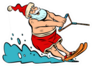 Summer Vacation Water Skiing Santa Claus Sticker