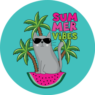 Summer Vibes - Cool Cat On The Watermelon Slice Sticker