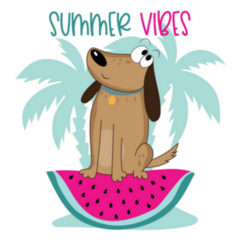 Summer Vibes - Cute Dog On Watermelon Sticker
