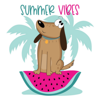 Summer Vibes - Cute Dog On Watermelon Sticker