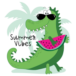 Summer Vibes - Funny Alligator Watermelon Sticker