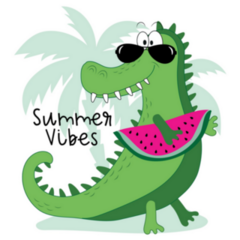 Summer Vibes - Funny Alligator Watermelon Sticker
