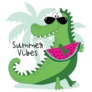 Summer Vibes - Funny Alligator Watermelon Sticker