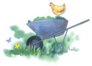 Summer Watercolor Garden Illustration With Chickens Sticker