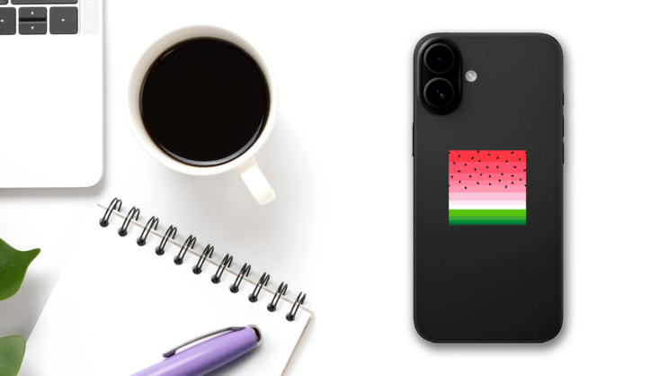 Summer Watermelon Sticker on a Phone (New) example
