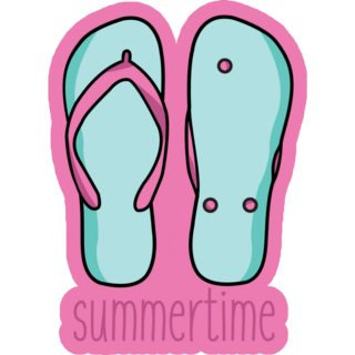 Summertime Flip-flops On Pink Sticker