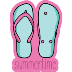 Summertime Flip-flops On Pink Sticker