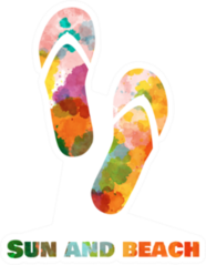 Sun And Beach Watercolor Flip Flops Sticker